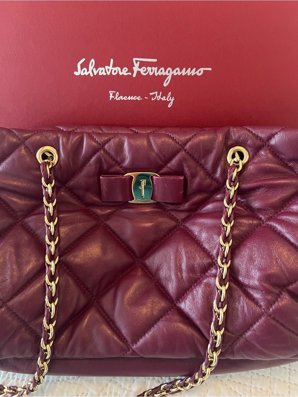 Salvatore Ferragamo Ginette Quilted Nappa Leather Chain Bag - Picture 5 of 6